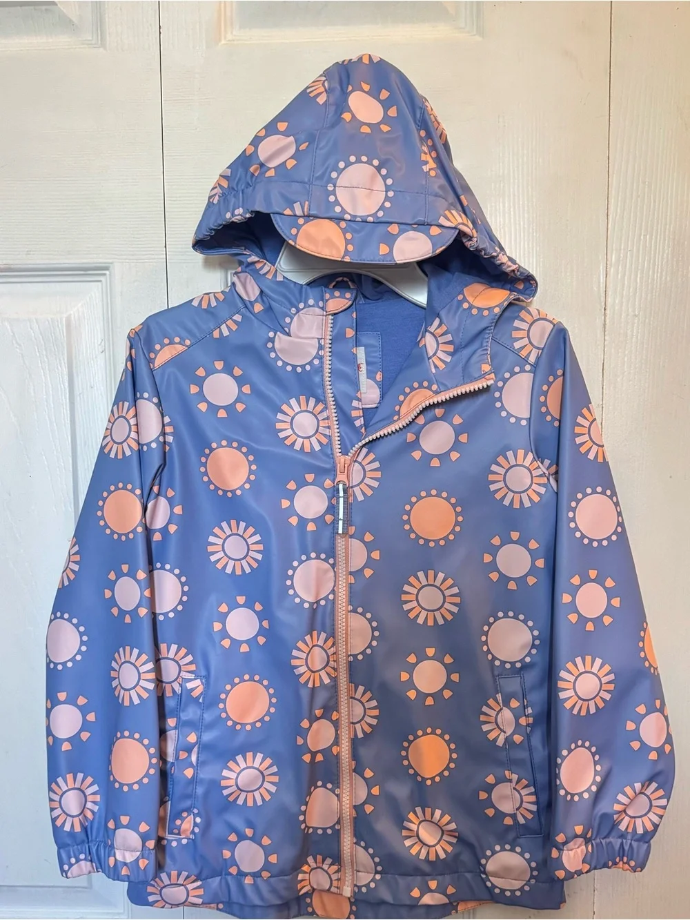 Cat & Jack Rain Jacket/Coat Size S Girls Colorful Sun Snap Zipper Lined Hooded